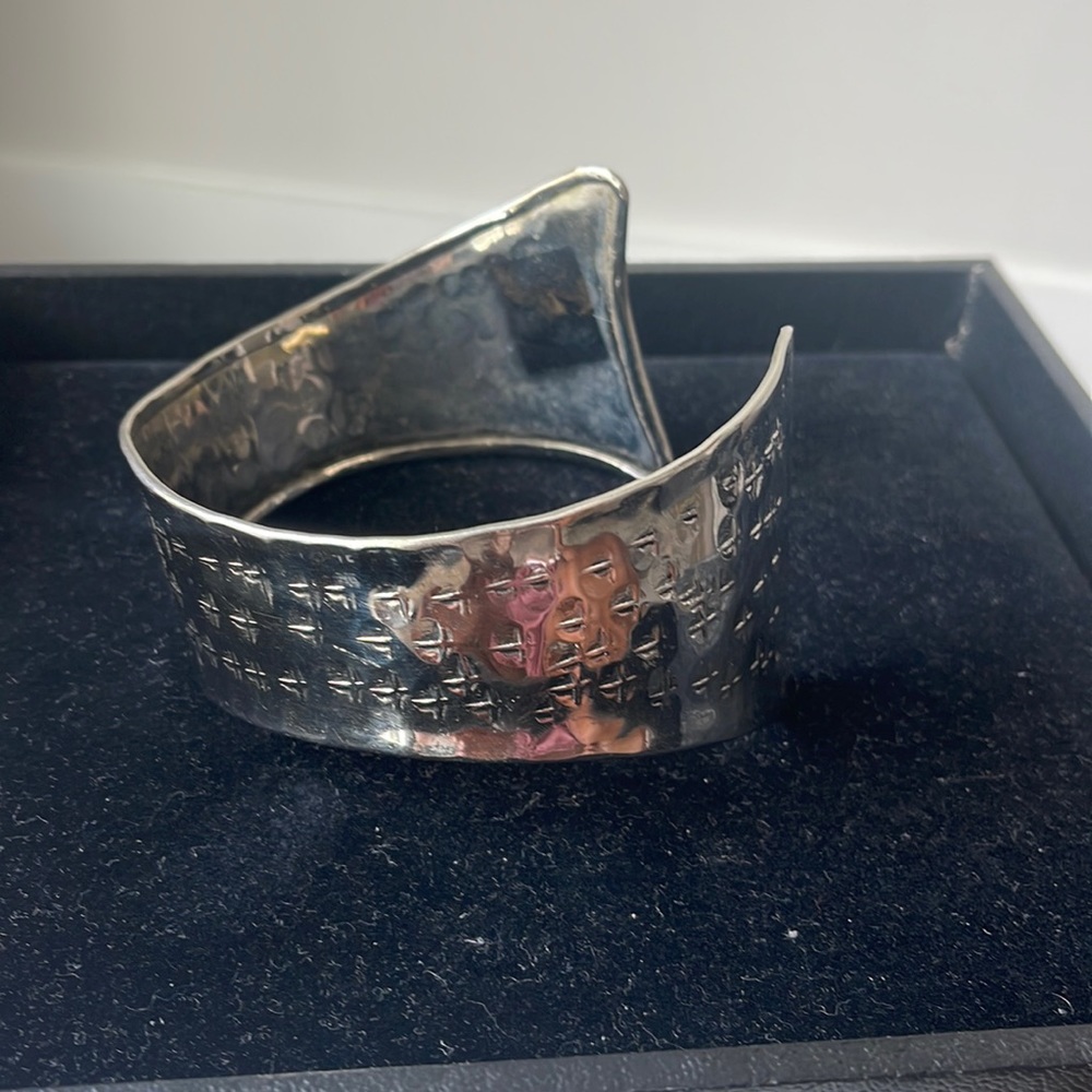 Silver Textured Forearm Arm Cuff
